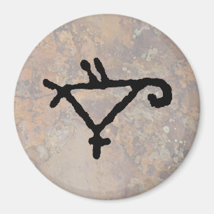 Aimant Petroglyphe d'un perroquet stylisé