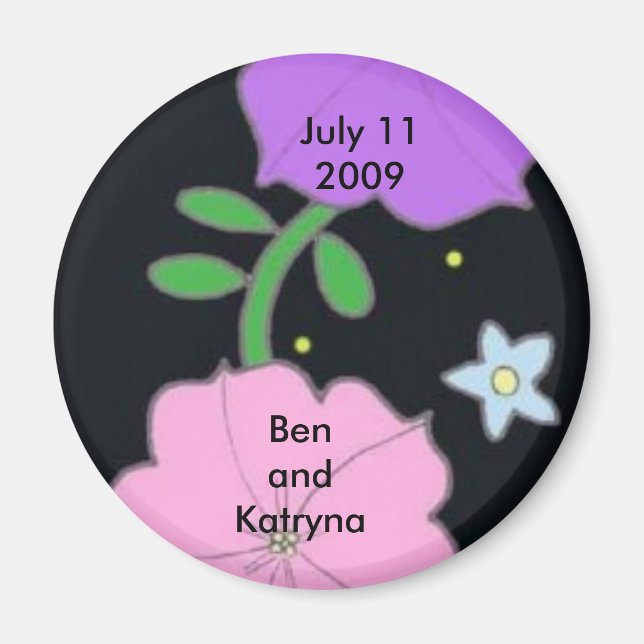 Aimant Petunia sur Black Enregistrer la date (Devant)