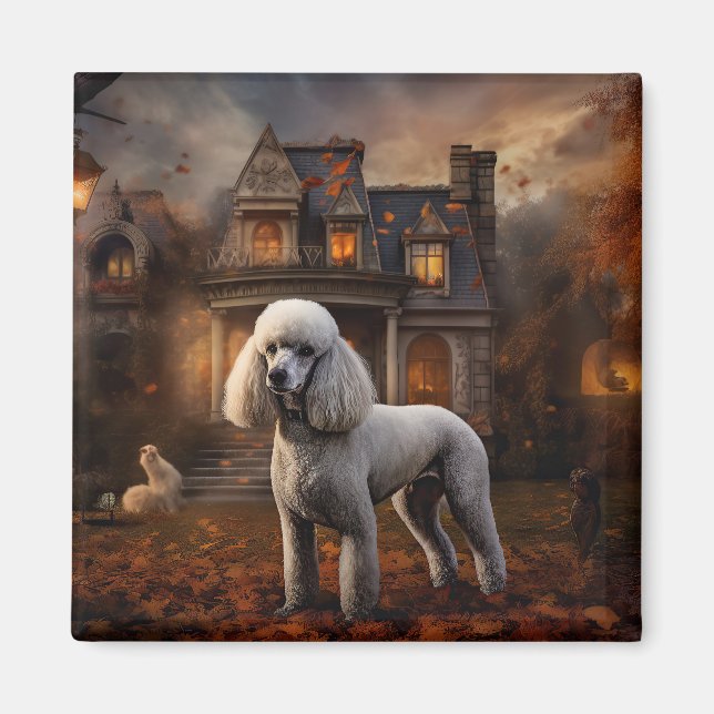 Aimant Peur Halloween caniche (Devant)
