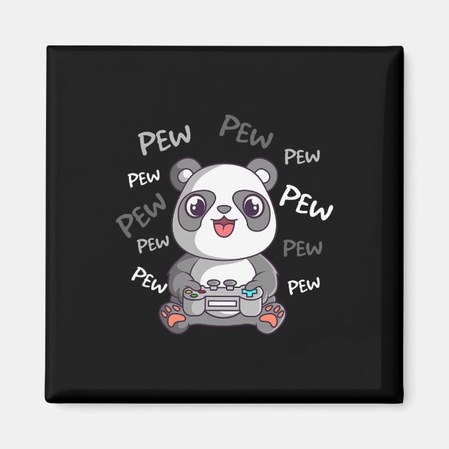 Aimant Pew Pew Pew Pew Cute Panda jeu vidéo (Devant)