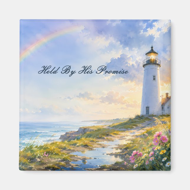 Aimant Phare Arc-en-Ciel Aquarelle Côtière (Devant)