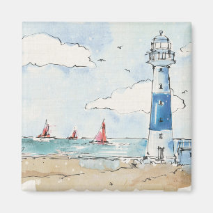 Aimant Phare bleu et blanc