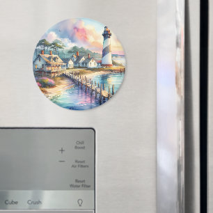 Aimant Phare côtier et chalets de plage Scène