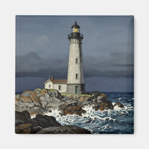 Aimant Phare côtier par nuit orageuse