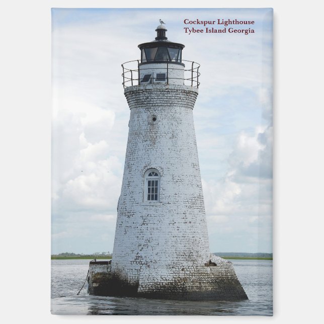 Aimant Phare de Cockspur, île Tybee, Géorgie (Recto)