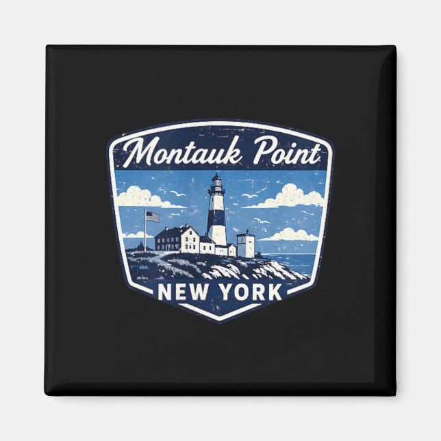 Aimant Phare de Montauk dans l'océan côtier de New York (Devant)