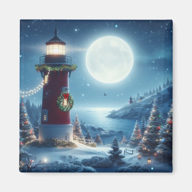 Aimant Phare de Noël nautique (Devant)