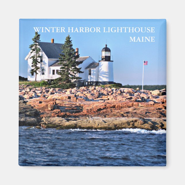 Aimant Phare du port d'hiver, Maine (Devant)