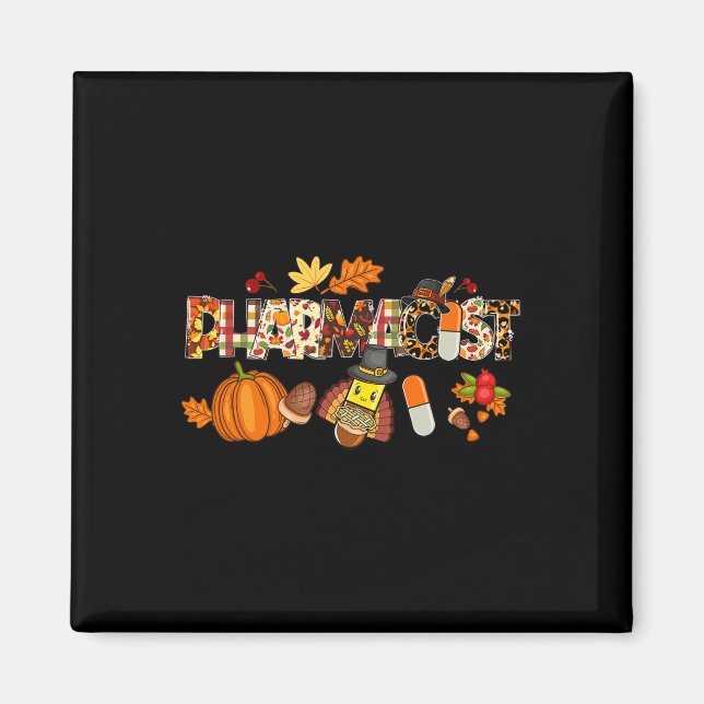 Aimant Pharmacien Leopard Casquette Automne Thanksgiving  (Devant)