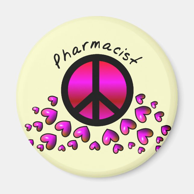 Aimant Pharmacien Peace & Hearts Design Cadeaux (Devant)