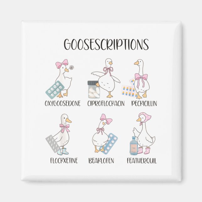 Aimant Pharmacy Funny Goose Silly Prescriptions Puns Medi (Devant)