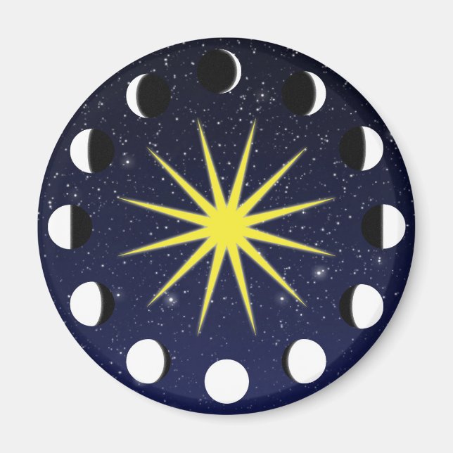 Aimant Phases et étoiles du soleil, de la lune (Devant)