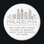 Aimant Philadelphie | Message de ville personnalisé ou Sl<br><div class="desc">Un atout unique représentant la belle ville de Philadelphie,  Pennsylvanie. Ce porte - clé présente une illustration stylisée de l'horizon unique de la ville avec son nom en dessous. Sous le nom de la ville se trouve un endroit pour votre slogan ou déclaration unique sur votre ville préférée.</div>