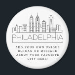 Aimant Philadelphie | Message de ville personnalisé ou Sl<br><div class="desc">Un atout unique représentant la belle ville de Philadelphie,  Pennsylvanie. Ce porte - clé présente une illustration stylisée de l'horizon unique de la ville avec son nom en dessous. Sous le nom de la ville se trouve un endroit pour votre slogan ou déclaration unique sur votre ville préférée.</div>