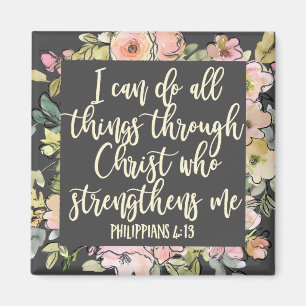 Aimant Philippiens 4:13 Bible Verse Joli Pastel Floral