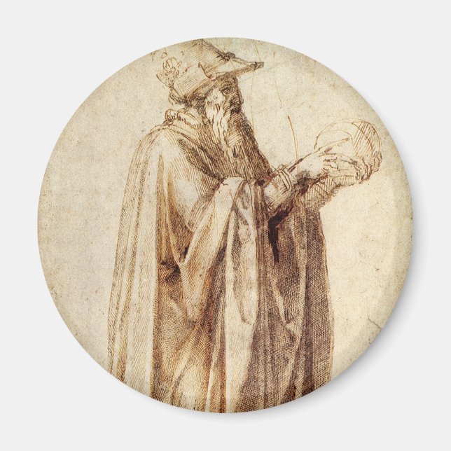 Aimant Philosophe grec au crâne humain par Michel-Ange (Devant)