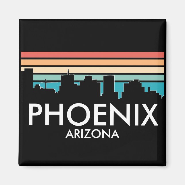 Aimant Phoenix Arizona Retro Sunset Skyline (Devant)