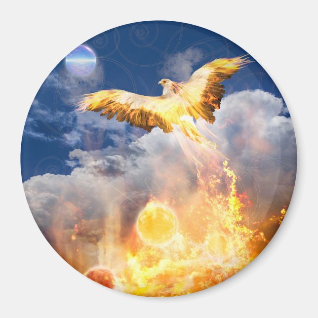Aimant Phoenix Bird "MONTEZ AU-DESSUS DE VOS PROBLÈMES" (Devant)