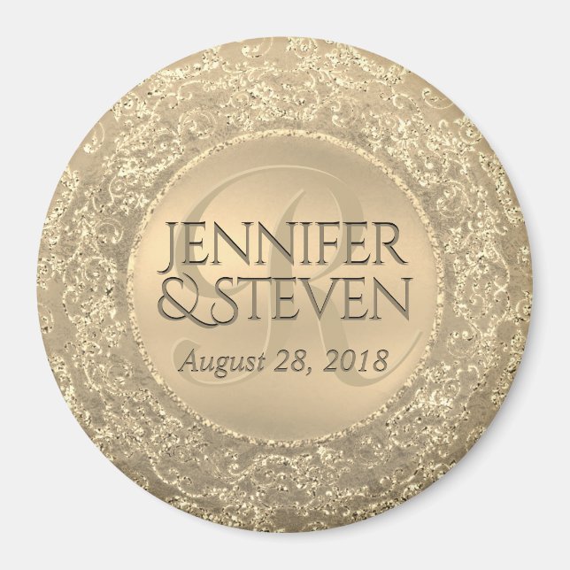 Aimant Phoque Monogramme Or Personnalisé (Devant)