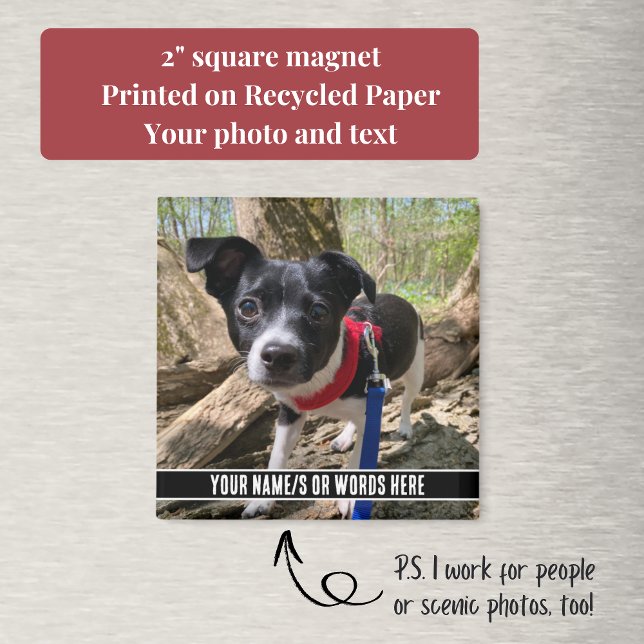 Aimant Photo avec personnalisation au bas de la modernité (Your custom text and pet photo make this square magnet a perfect, inexpensive gift.)
