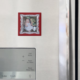Aimant Photo bébé personnalisée en cadre argent fantaisie