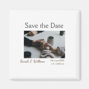 Aimant Photo classique blanc élégant typographie mariage 