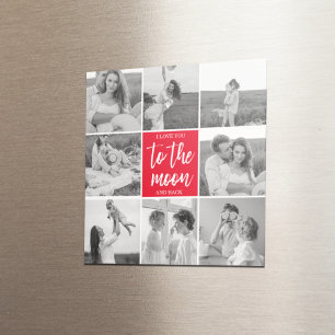 Aimant Photo Collage Couple Moderne & Citation De La Lune