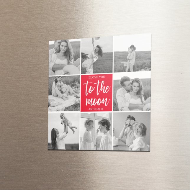 Aimant Photo Collage Couple Moderne & Citation De La Lune (Créateur téléchargé)