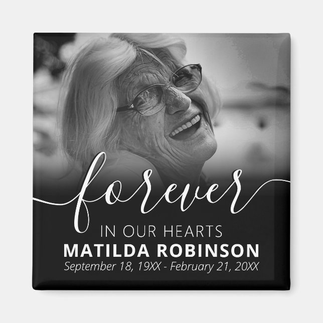 Aimant Photo commémorative pour toujours dans nos coeurs (Devant)