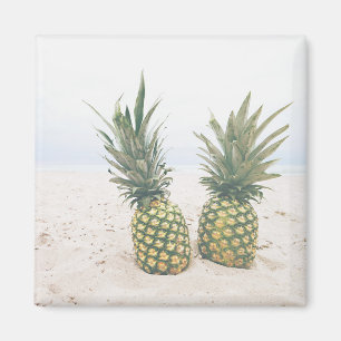 Aimant Photo de 2 ananas sur une plage