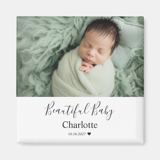 Aimant Photo de bébé avec un nom personnalisé Cadeau (Devant)