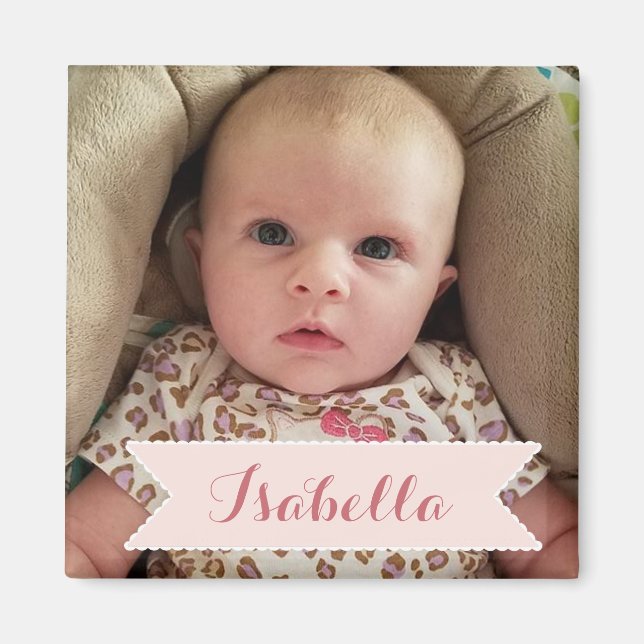 Aimant Photo de bébé personnalisée et nom de l'image Magn (Devant)