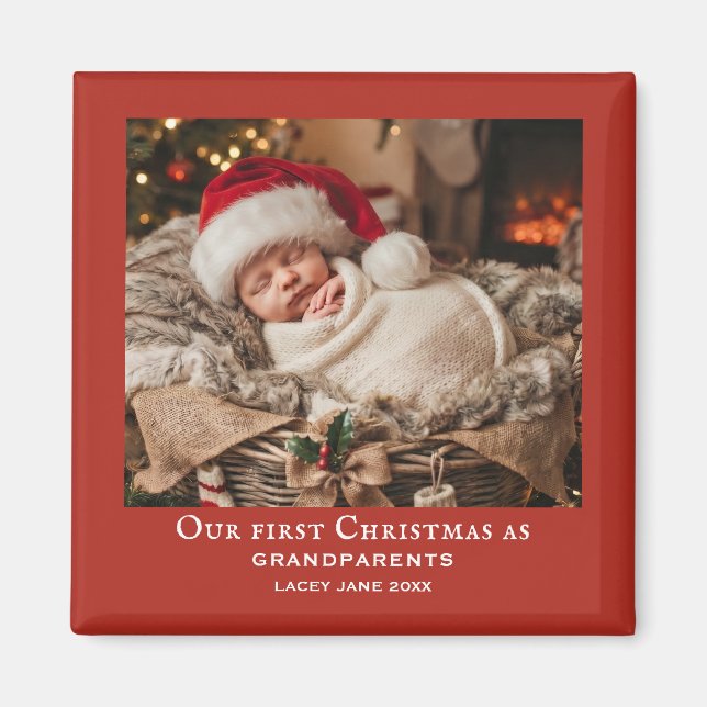 Aimant Photo de bébé pour le premier Noël des grands-pare (Devant)