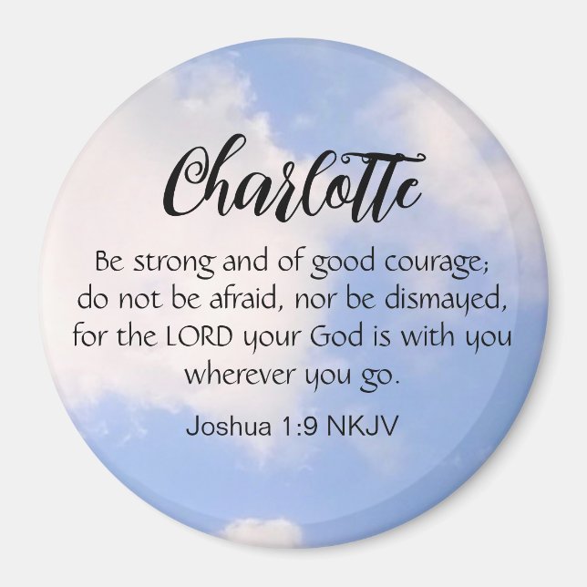 Aimant Photo de Blue Sky Be Not Afraid Bible Verse Nom (Devant)