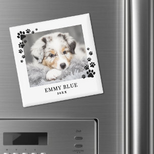 Aimant Photo de chien moderne minimaliste avec empreinte