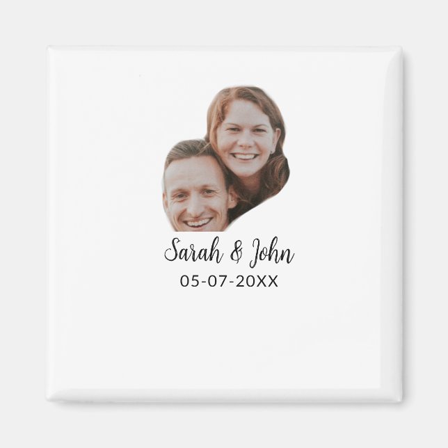 Aimant Photo de couple avec nom et date mariage simple  (Devant)