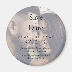 Aimant Photo de couple rond Save the Date Mariage