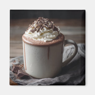 Aimant Photo de Crème Fouettée au Chocolat Chaud Cosy
