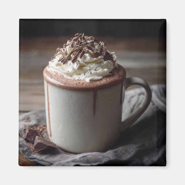 Aimant Photo de Crème Fouettée au Chocolat Chaud Cosy (Devant)