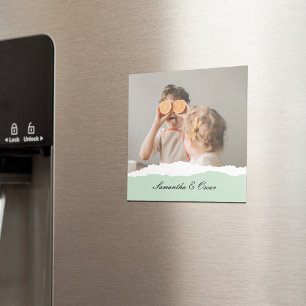 Aimant Photo de famille moderne et nom personnalisé Monna