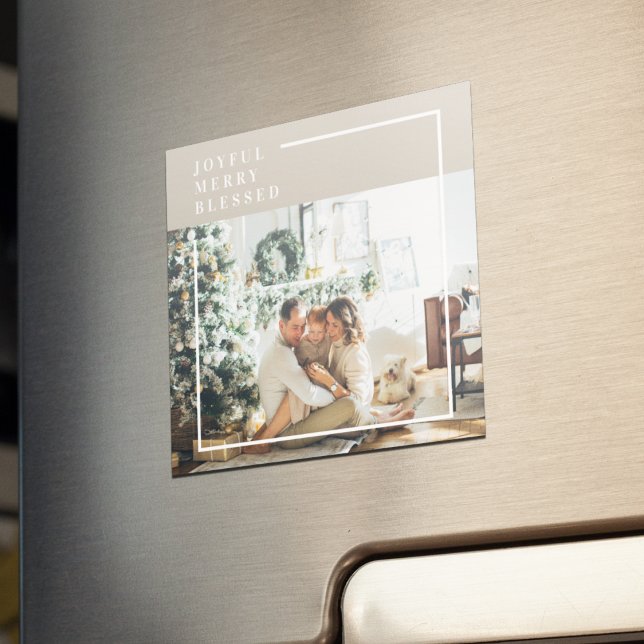 Aimant Photo de famille moderne | Joyeux Joyeux Joyeux Bé (Créateur téléchargé)