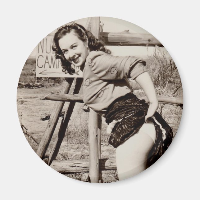 Aimant photo de fille vintage (Devant)