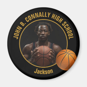 Aimant Photo de joueur de basket-ball en or noir