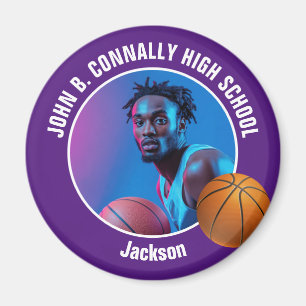 Aimant Photo de joueur de basket-ball violet au lycée