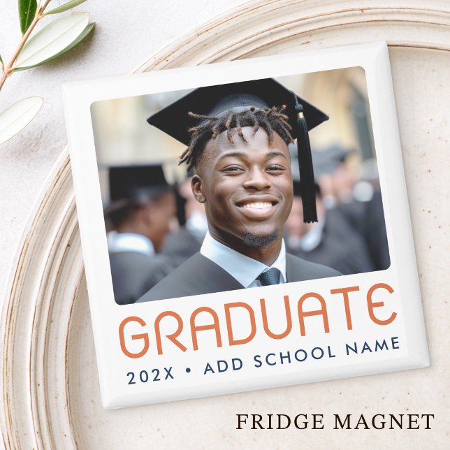 Aimant Photo de l'année de remise des diplômes moderne di (Modern graduation year photo graduate magnet)