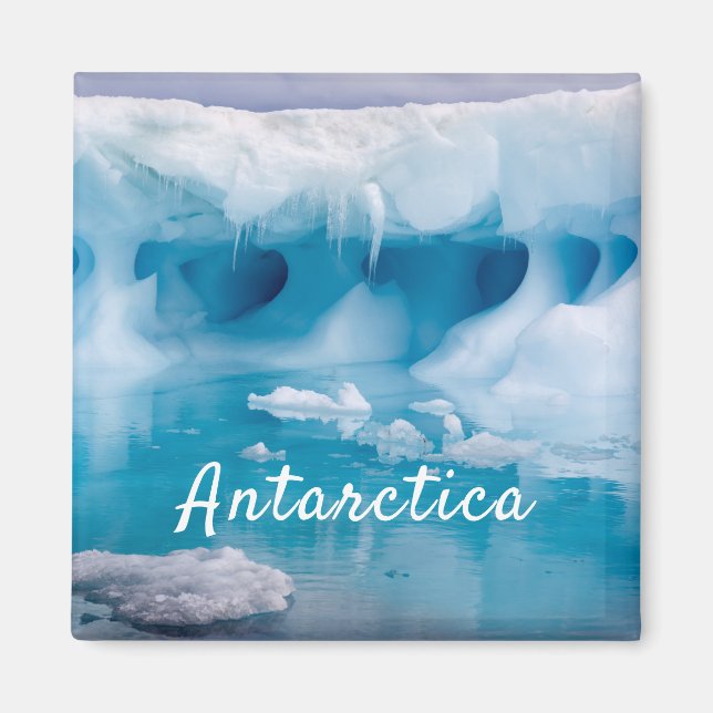 Aimant Photo de l'iceberg Antarctique avec texte (Devant)