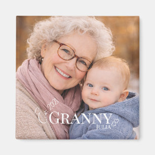 Aimant Photo de Mamie ou Grammy Année d'établissement Cœu