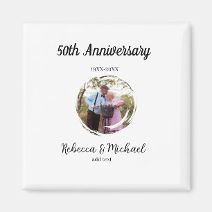 Aimant photo de mariage 50e anniversaire cercle nom année