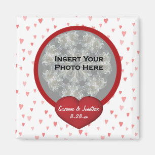Aimant Photo de mariage aux cœurs rouges
