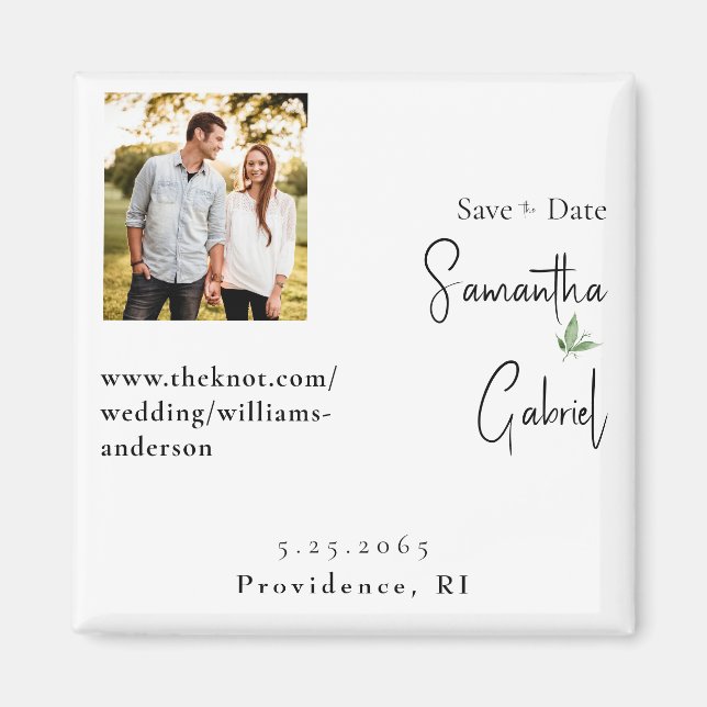Aimant Photo de mariage blanc Save the Date (Devant)